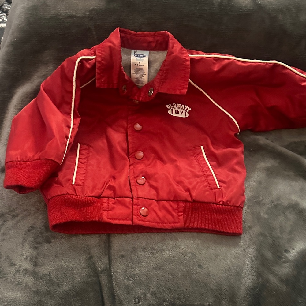 Old Navy Red Infant Jacket with White Trim size 3-6 months